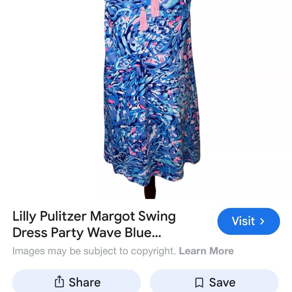 Lilly Pulitzer Margot dress party blue wave XS Blue Floral Dress